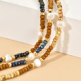 Boho Vintage Beads Choker Natural Pearl Necklace Women's Clavicle Chain