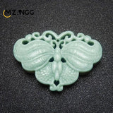 Green Jade Butterfly Pendant Carved Necklace Charm Jewelry