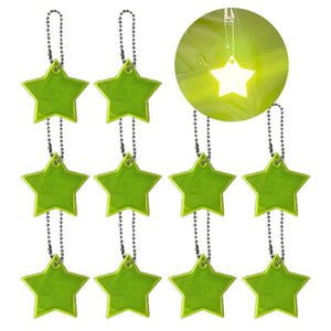 10Pcs Child Safety Reflectors Keyrings Stylish Reflective Stars Gear