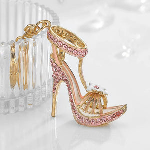 High Heels Keychain Crystal Metal Key Ring Hollowed-out Gaubon Boots Pendant