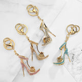 High Heels Keychain Crystal Metal Key Ring Hollowed-out Gaubon Boots Pendant