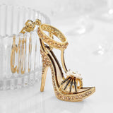High Heels Keychain Crystal Metal Key Ring Hollowed-out Gaubon Boots Pendant