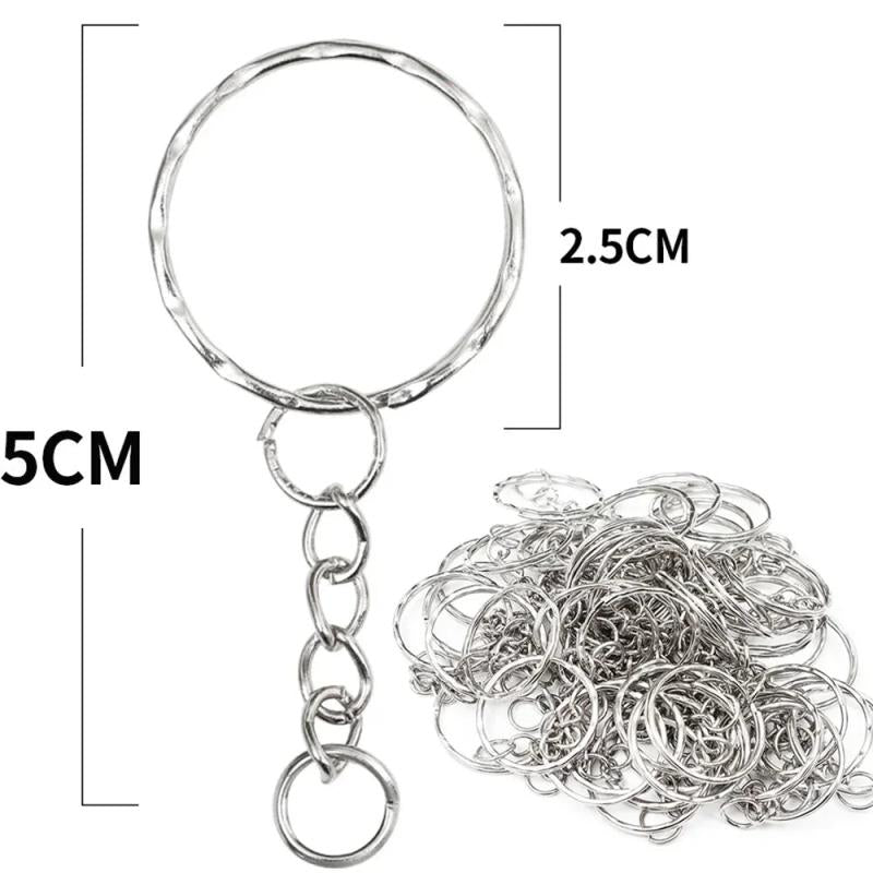 Silver Plated Metal Blank Keyring Split Ring Keyfob Key Holder