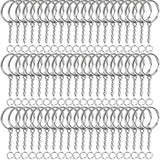 Silver Plated Metal Blank Keyring Split Ring Keyfob Key Holder