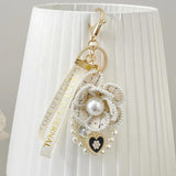 Camellia Flower Weave Keychain Car Key Ring Bag Pendant Keyfob