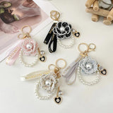 Camellia Flower Weave Keychain Car Key Ring Bag Pendant Keyfob