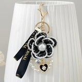 Camellia Flower Weave Keychain Car Key Ring Bag Pendant Keyfob