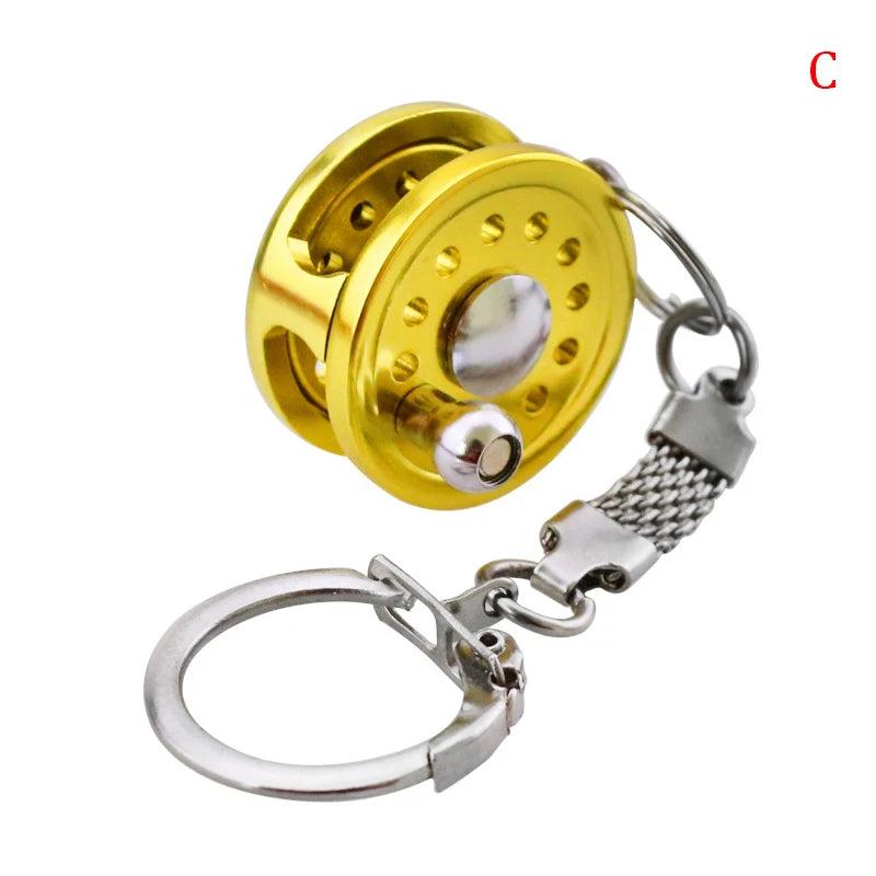 Alloy Fishing Reel Drum Pendant Keychain Key Wheel Outdoor Tackle
