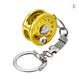 Alloy Fishing Reel Drum Pendant Keychain Key Wheel Outdoor Tackle