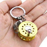 Alloy Fishing Reel Drum Pendant Keychain Key Wheel Outdoor Tackle