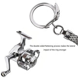 Alloy Fishing Reel Drum Pendant Keychain Key Wheel Outdoor Tackle