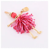 Red Rhinestone Tassel Keychain Gold Color Cute