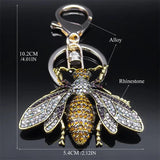 Vintage Crystal Bee Pendant Key Chain Rhinestone Keyring