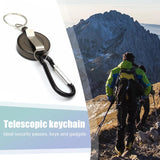 Retractable Keychain with Carabiner Hooks & Metal Clip