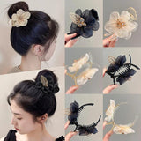 Mesh Flower Hair Claw Clip Hair Artifact for Girls