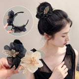 Mesh Flower Hair Claw Clip Hair Artifact for Girls