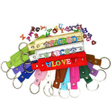 10pcs PU Leather Key Chain With 8mm Belt For Slide Charm Slide Letters