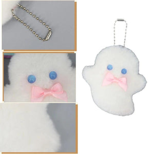 Ghost Charm Keychain Plush Women Car Keyring Backpack Handbag Pendant Holder