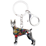 Enamel Metal Doberman Dog Key Chain Keychain Animal Jewelry Gift