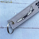 Boeing 767 Keychain Phone Strap Grey Embroidery Aviation Key Chains for Men