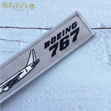 Boeing 767 Keychain Phone Strap Grey Embroidery Aviation Key Chains for Men