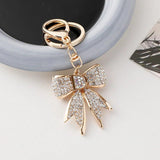 Rhinestone Bow Keychain Women Bag Charm Pendant Car Keyring D Key Chain