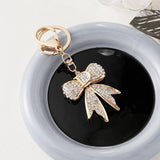 Rhinestone Bow Keychain Women Bag Charm Pendant Car Keyring D Key Chain