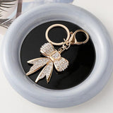 Rhinestone Bow Keychain Women Bag Charm Pendant Car Keyring D Key Chain