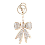 Rhinestone Bow Keychain Women Bag Charm Pendant Car Keyring D Key Chain