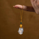 Jade Crystal Cartoon Fox Phone Chain Pendant Agate Keychain