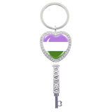 Love Is Love Rainbow Heart Keychain Charm LGBT Jewelry