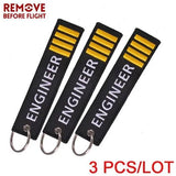 3 PCS Remove Before Flight Engineer Key Chain Embroidery Aviation Gift Keyring