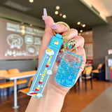 Cartoon Cup Drink Bottle Acrylic Floating Quicksand Keychain