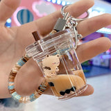 Bubble Milk Tea Bear Liquid Keychain Girl Bag Pendant Mug Keyring Gift