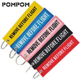 5pcs Remove Before Flight Car Keychains Red Embroidery Aviation Keyring