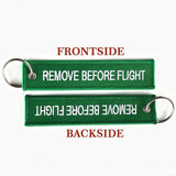 5pcs Remove Before Flight Car Keychains Red Embroidery Aviation Keyring