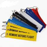 5pcs Remove Before Flight Car Keychains Red Embroidery Aviation Keyring