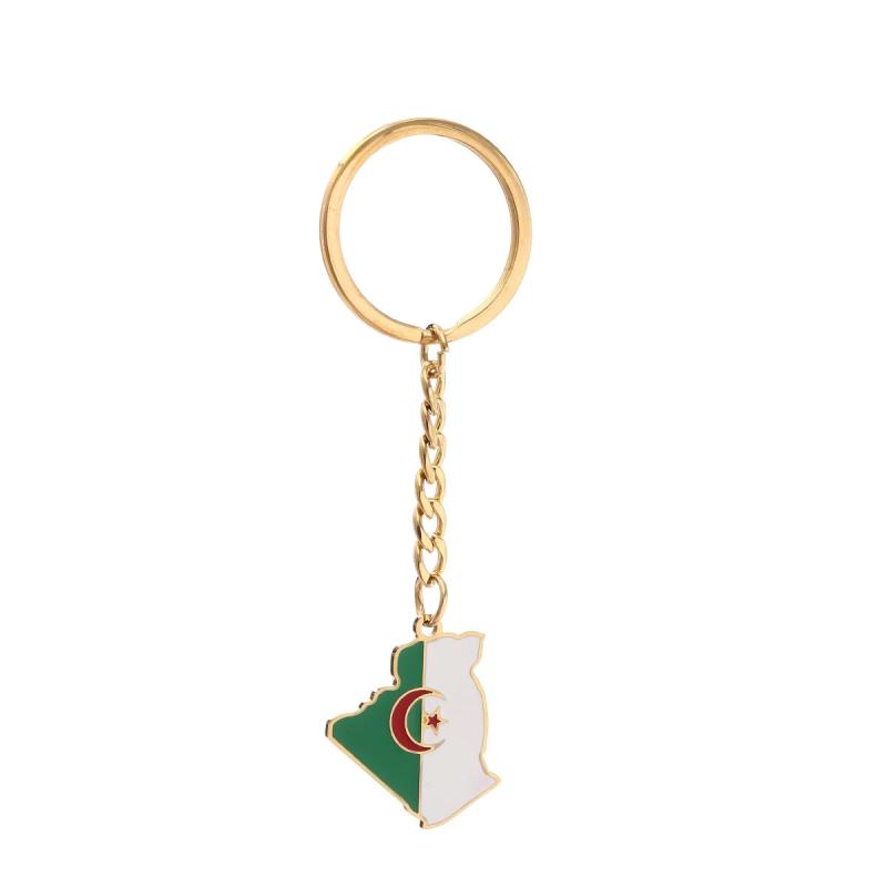 Stainless Steel Algeria Map Pendant Keychain Algerian Jewelry
