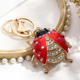 Ladybug Rhinestone Keyrings Key Chains Holder For Car Bag