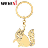 Weveni Stainless Steel Gold-plated Ragdoll Cat Keychain