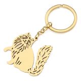Weveni Stainless Steel Gold-plated Ragdoll Cat Keychain
