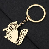 Weveni Stainless Steel Gold-plated Ragdoll Cat Keychain