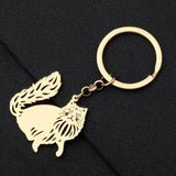 Weveni Stainless Steel Gold-plated Ragdoll Cat Keychain