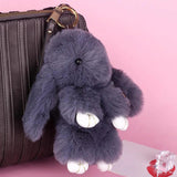 Pluff Bunny Keychain Rex faux Rabbit Fur pompom Key Chain For Women Bag Pendant