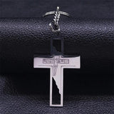 Christian Jesus Cross Keychain, Stainless Steel Religious Christ Keyring