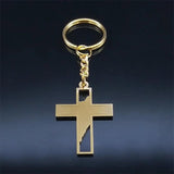 Christian Jesus Cross Keychain, Stainless Steel Religious Christ Keyring
