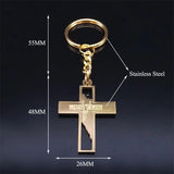 Christian Jesus Cross Keychain, Stainless Steel Religious Christ Keyring