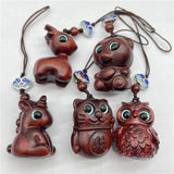 Sandalwood Cat Keychain Wooden Pendant Mobile Phone Chain