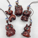 Sandalwood Cat Keychain Wooden Pendant Mobile Phone Chain