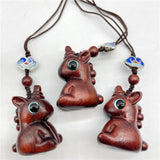 Sandalwood Cat Keychain Wooden Pendant Mobile Phone Chain